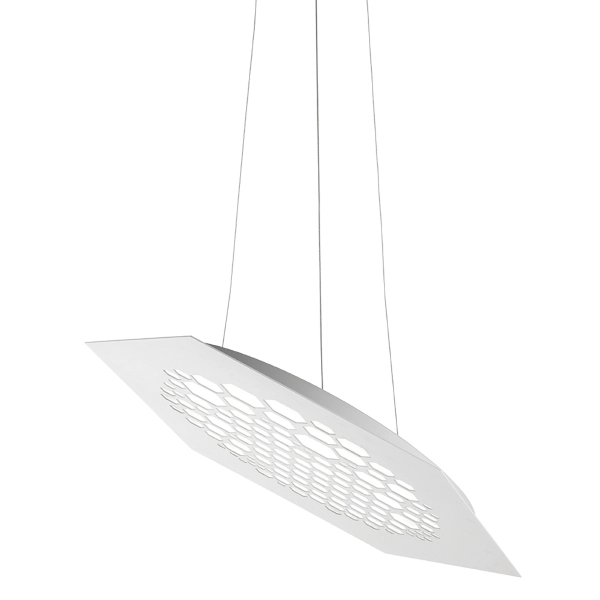 Suspension hexagonale LED 33W 3000K métal blanc mat ALVEARE 52 cm