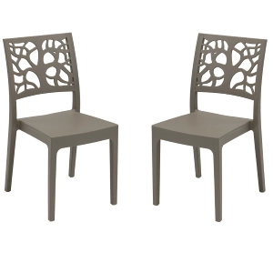 Silla apilable de polipropileno para interior y exterior TETI gris paloma Set 2