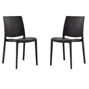 Garten- oder Küchenstuhl aus Polypropylen stapelbar - Set 2 FEBE Anthrazit
