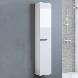 Hängender Hochschrank mit 2 Türen aus Holz mit Rillengriff H160 GRACE2 Glossy White