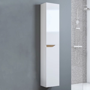 Hängende Badezimmersäule 2 Türen mit Rillengriff H160 GRACE2 Glossy White