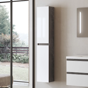 Hängesäule aus Holz mit 2 Türen H160 GRACE4 Oxidiertes Blech/Weiß glänzend