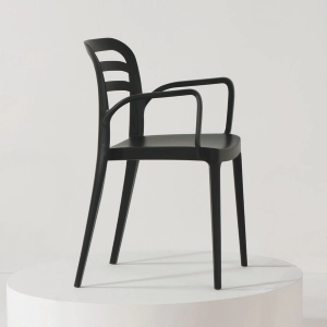 Stapelbarer Innen- und Außenstuhl mit Armlehnen - MEG Schwarz 2 Stück