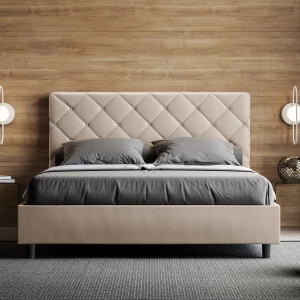 Cama Priya 160x190 con base gris tórtola