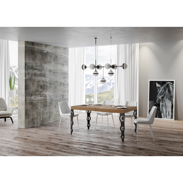 mesa extensible karamay tapa roble natural 90x160 extended 264 estructura antracita