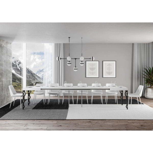 mesa extensible karamay tapa fresno blanco 90x160 extended 420 estructura antracita