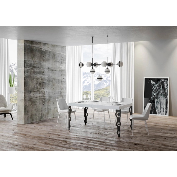 mesa extensible karamay tapa fresno blanco 90x180 estructura alargada 440 antracita