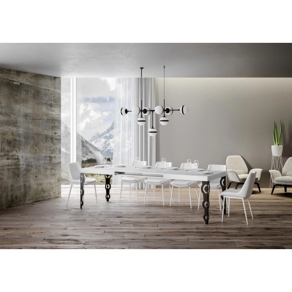 mesa extensible karamay tapa fresno blanco 90x180 estructura alargada 440 antracita