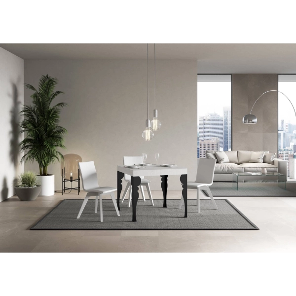 mesa extensible paxon tapa fresno blanco 90x90 alargada 246 estructura antracita