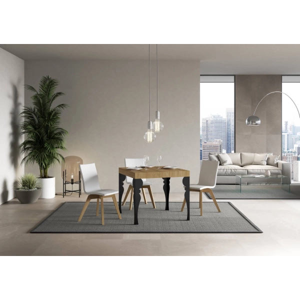 mesa extensible paxon tapa roble natural 90x90 alargada 246 estructura antracita