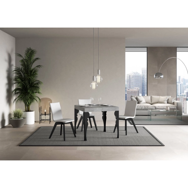 mesa extensible paxon tapa cemento 90x90 extended 246 estructura antracita