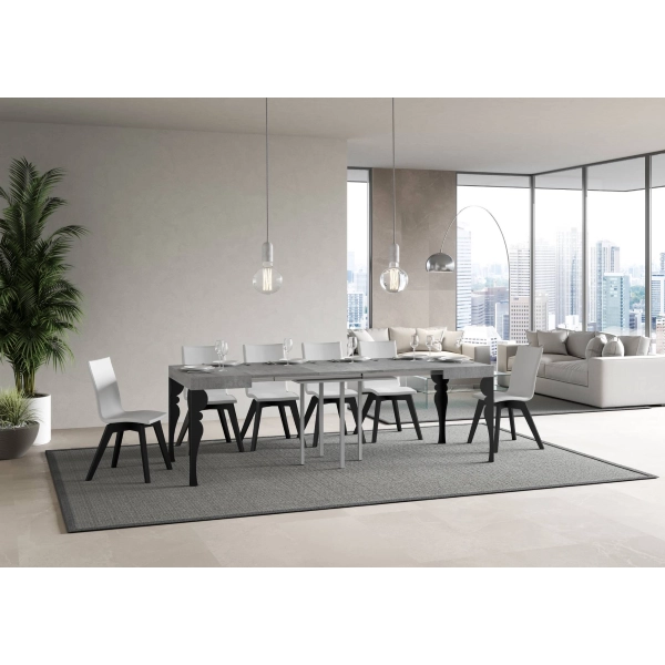 mesa extensible paxon tapa cemento 90x90 extended 246 estructura antracita