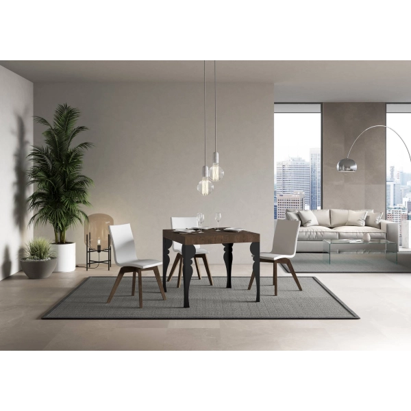 mesa extensible paxon tapa nogal 90x90 estructura alargada 246 antracita