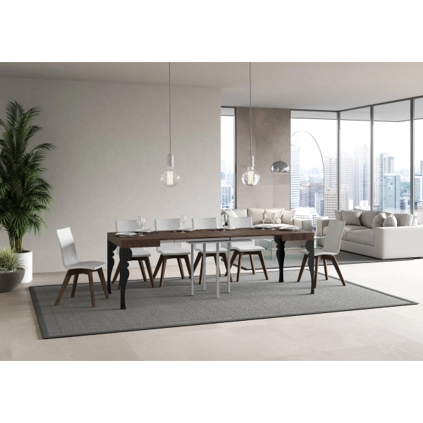 mesa extensible paxon tapa nogal 90x90 estructura alargada 246 antracita