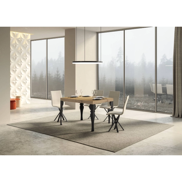 mesa extensible paxon tapa roble natural 90x130 alargada 234 estructura antracita
