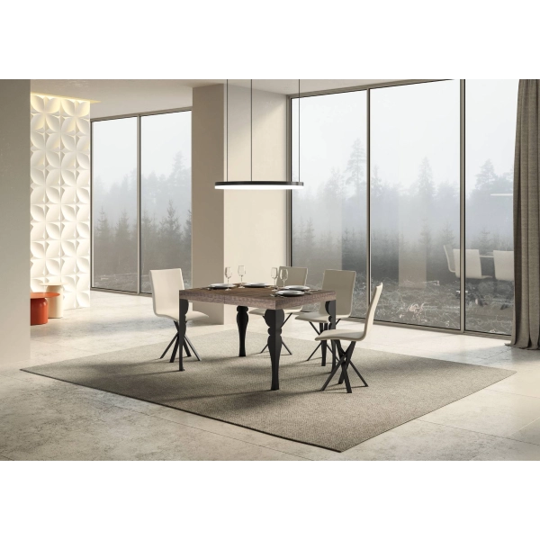 mesa extensible paxon tapa nogal 90x130 estructura alargada 234 antracita