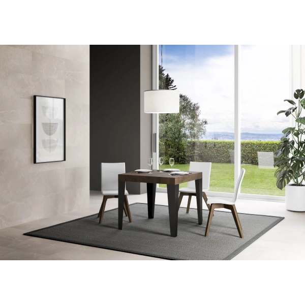 Mesa Flame Extensible Dessus Noyer 90x90 estructura Allongée 246 Antracita