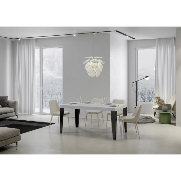 Mesa Flame Extensible Dessus Frêne Blanc 90x130 Allongée 234 cuadro Antracita