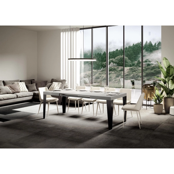 Mesa Flame Extensible Dessus Frêne Blanc 90x130 Allongée 234 cuadro Antracita
