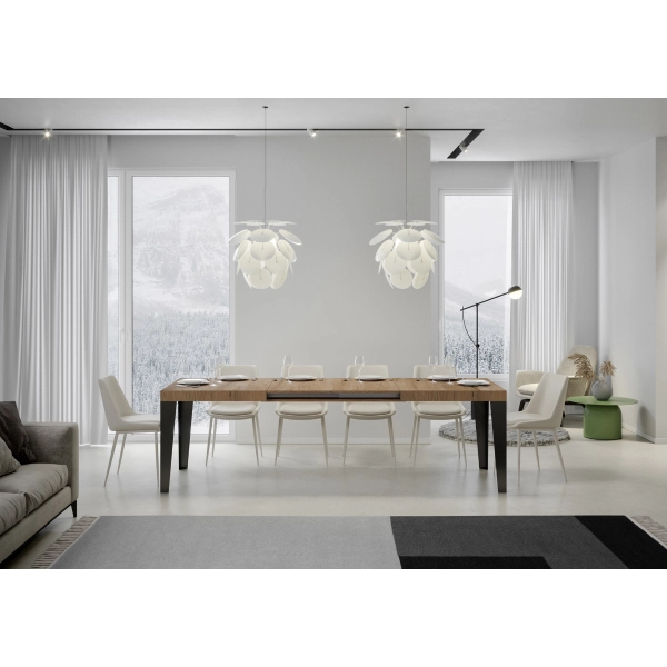 Mesa Flame Extensible Dessus Chêne Nature 90x160 Allongée 264 cuadros Antracita