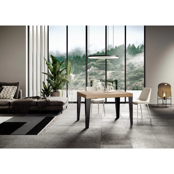Mesa Flame Extensible Dessus Chêne Nature 90x130 Allongée 390 cuadro Antracita
