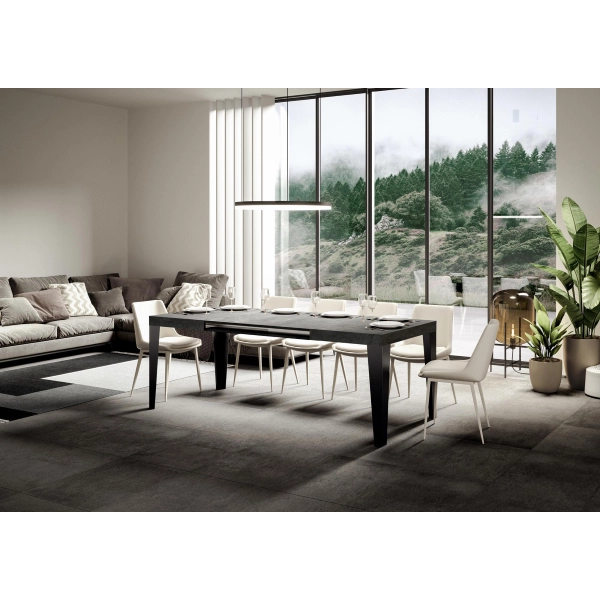 Mesa Flame Extensible Dessus Ciment 90x130 Allongée 390 cadre Antracita