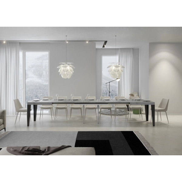 Mesa Flame Extensible Dessus Ciment 90x130 Allongée 390 cadre Antracita