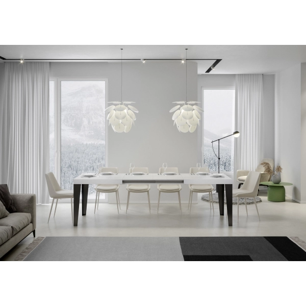 Mesa Flame Extensible Dessus Frêne Blanc 90x160 Allongée 420 cuadro Antracita