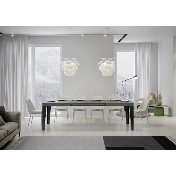 Mesa Flame Extensible Dessus Ciment 90x160 Allongée 420 cadre Antracita