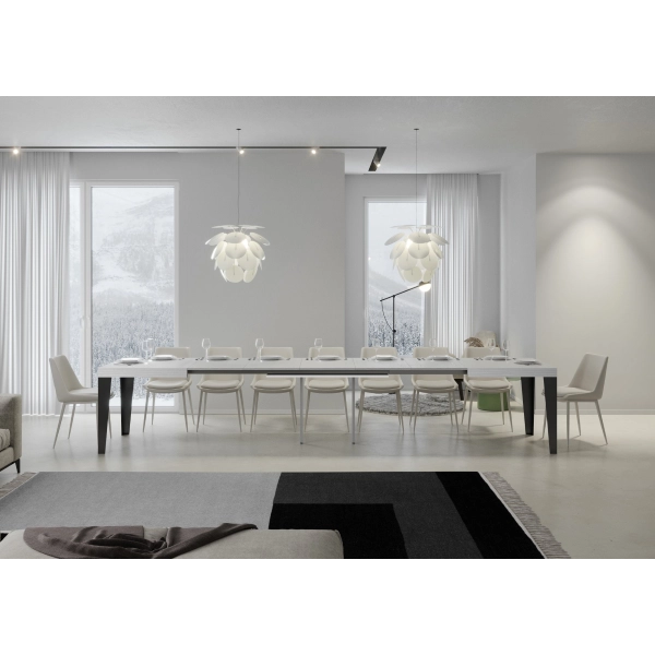Mesa Flame Extensible Dessus Frêne Blanc 90x180 Allongée 440 cuadro Antracita