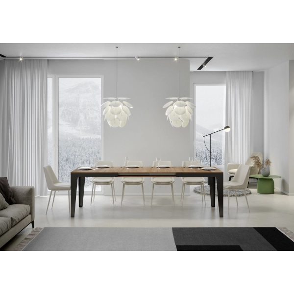 mesa flame evolution tablero roble natural 90x160 extendido 264 estructura antracita