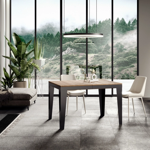 mesa flame evolution tablero roble natural 90x120 extendido 380 estructura antracita
