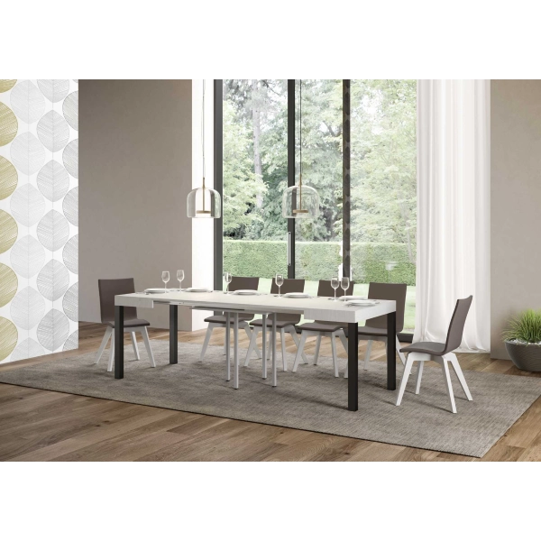mesa daily extensible tapa fresno blanco 90x90 extended 246 estructura antracita