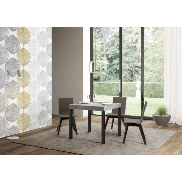 mesa daily extensible tapa hormigón 90x90 extended 246 marco antracita