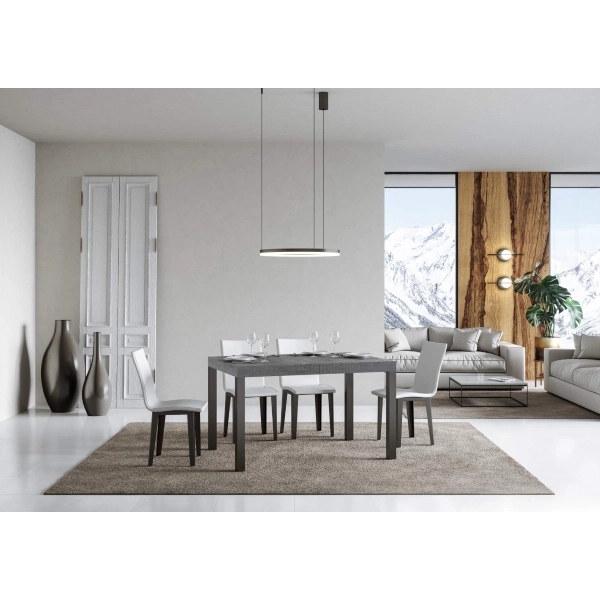 mesa daily extensible tapa hormigón 90x130 extended 234 estructura antracita