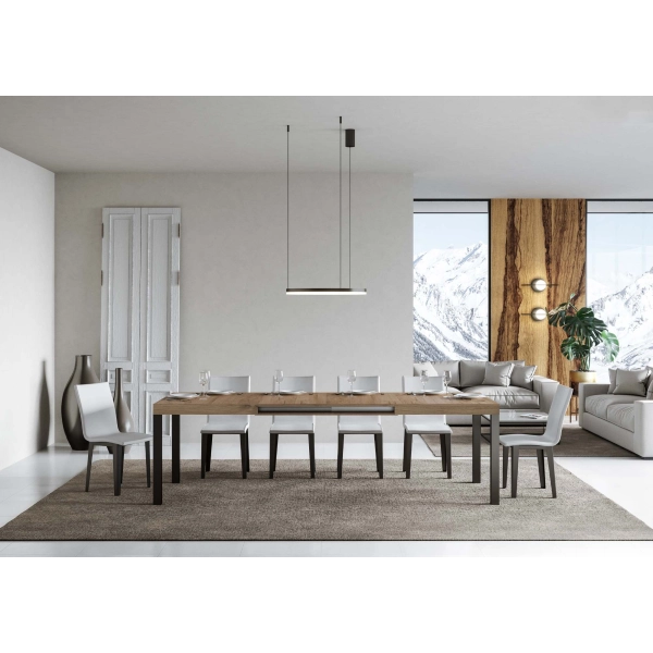 mesa daily extensible tapa roble natural 90x160 extended 264 estructura antracita
