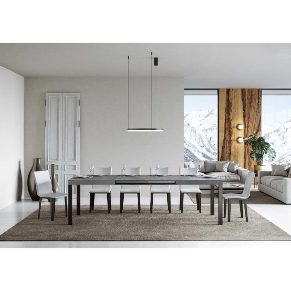 mesa daily extensible tapa de hormigón 90x160 extended 420 marco antracita