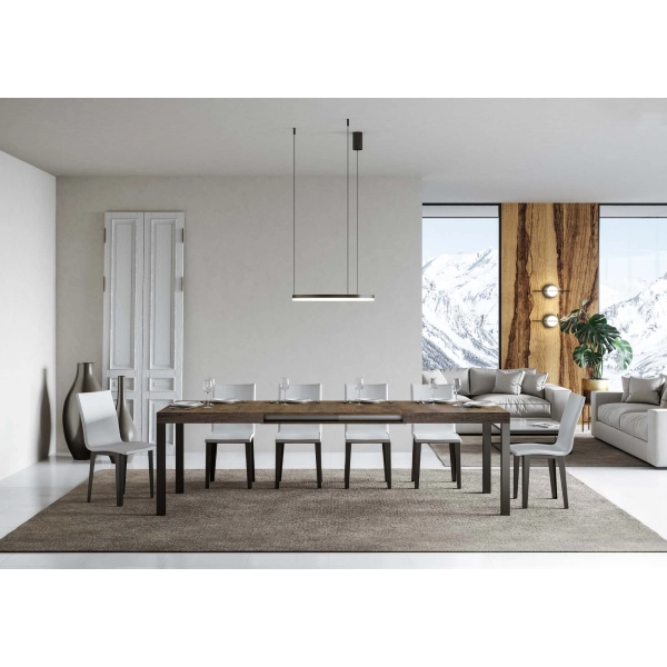 mesa daily extensible 90x160 tapa nogal extended 420 estructura antracita