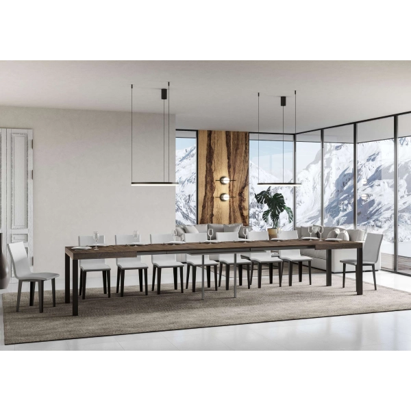 mesa daily extensible 90x160 tapa nogal extended 420 estructura antracita