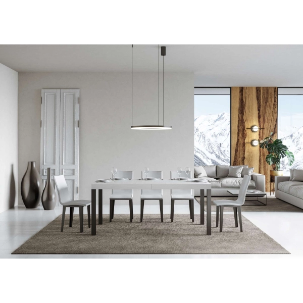 mesa daily extensible tapa fresno blanco 90x180 estructura alargada 440 antracita