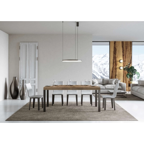 mesa daily extensible tapa roble natural 90x180 extended 440 estructura antracita