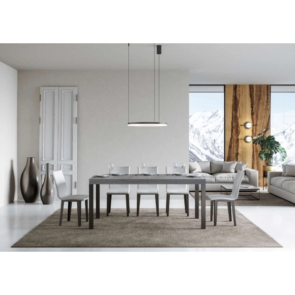 mesa daily extensible tapa de hormigón 90x180 extended 440 marco antracita