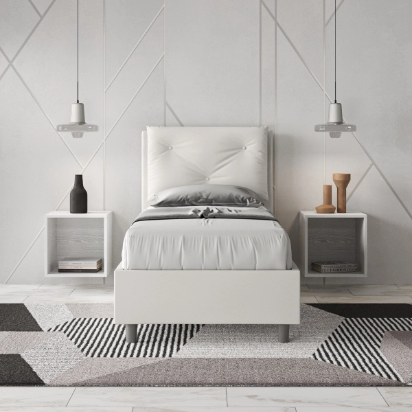 Appia Bett 80x210 Basis und weißer Behälter