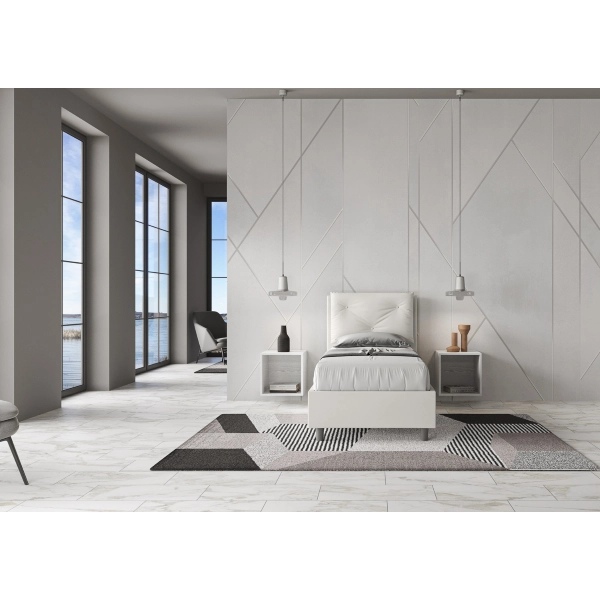 Appia Bett 80x210 Basis und weißer Behälter
