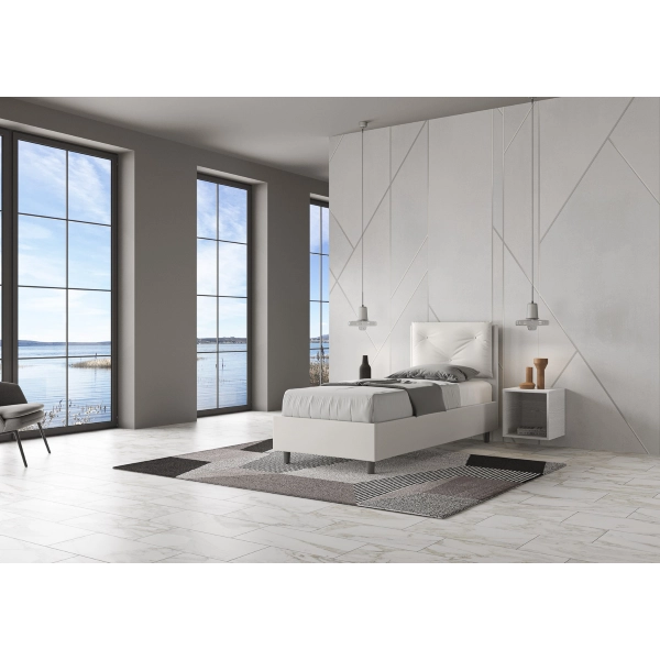 Appia Bett 80x210 Basis und weißer Behälter