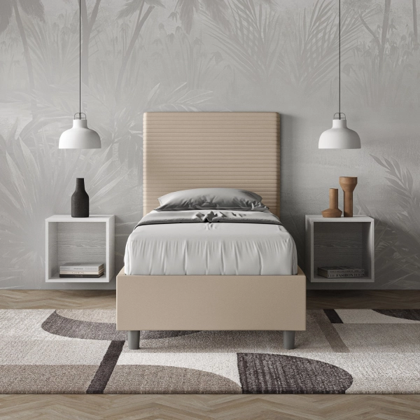 Cama Focus 80x210 con base gris tórtola