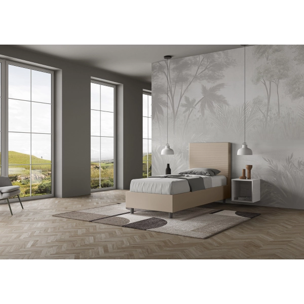 Cama Focus 80x210 con base gris tórtola