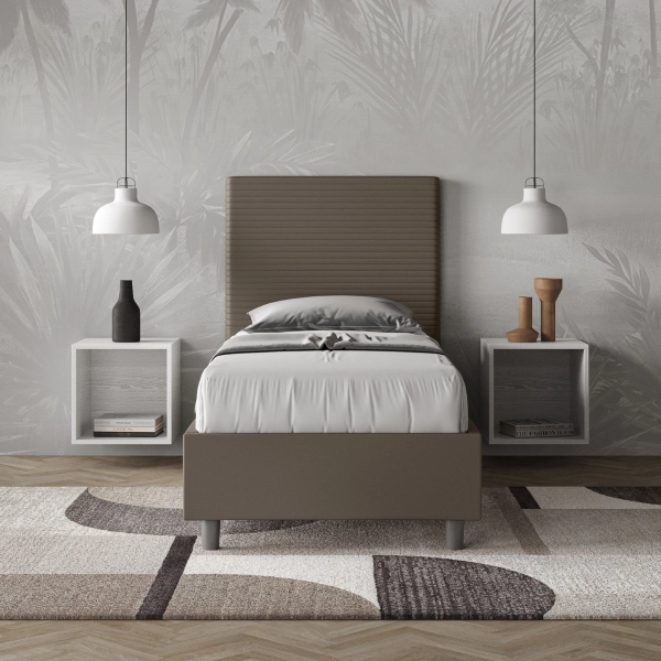 Cama Focus malla 80x210 y contenedor capuchino