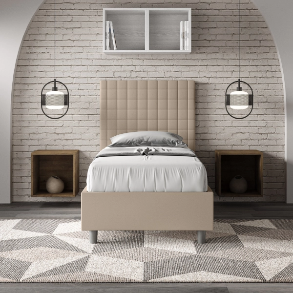 Cama Sunny 80x210 con base gris tórtola