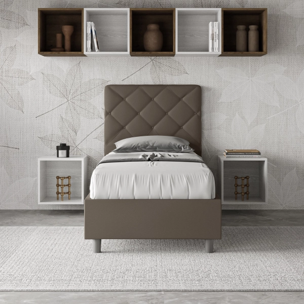 Cama Priya 80x190 con base capuchino